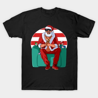 Black Santa Claus Gangster Christmas T-Shirt